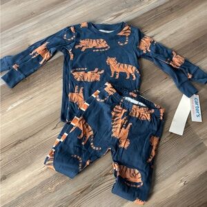 Carter's Blue and Orange Tiger Print Toddler Pajamas